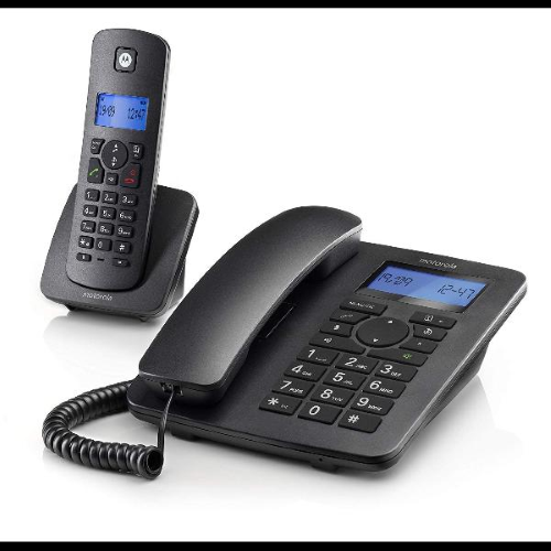 MOTOROLA C4201 COMBO TELEFONO DA TAVOLO + 1 CORDLESS DECT NERO
